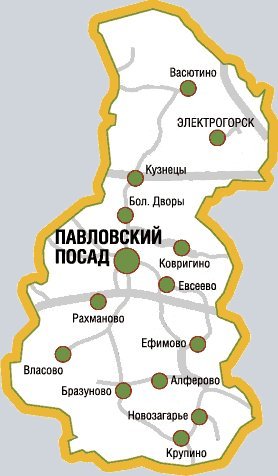 карта Павлово-Посадска